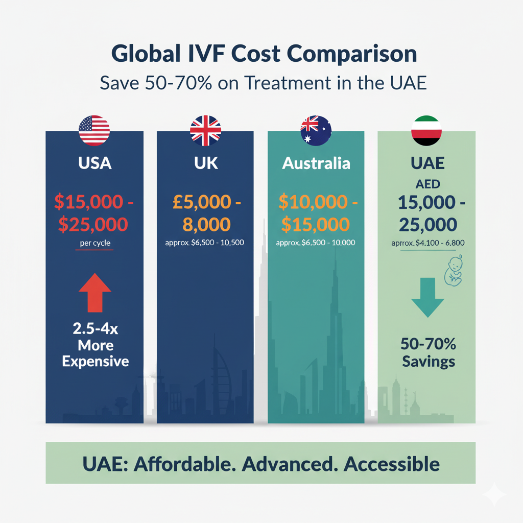IVF cost comparison between UAE, USA, UK and Australia
